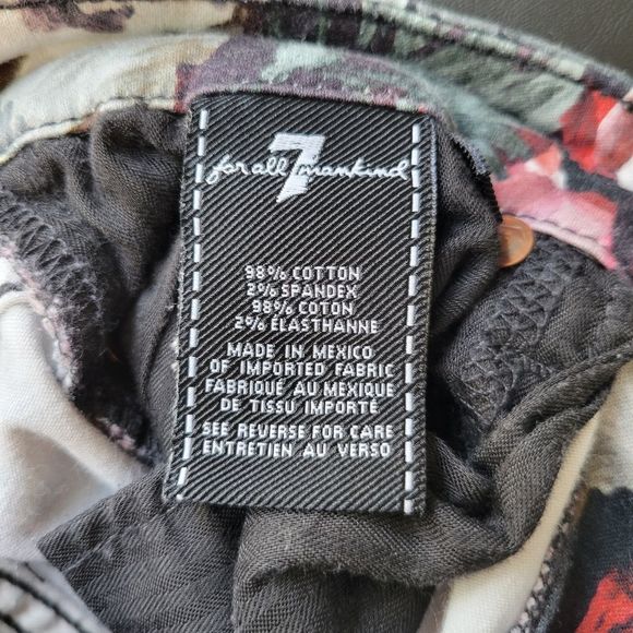 7 For All Mankind Red Pink Floral Skinny Jeans - Picture 9 of 12